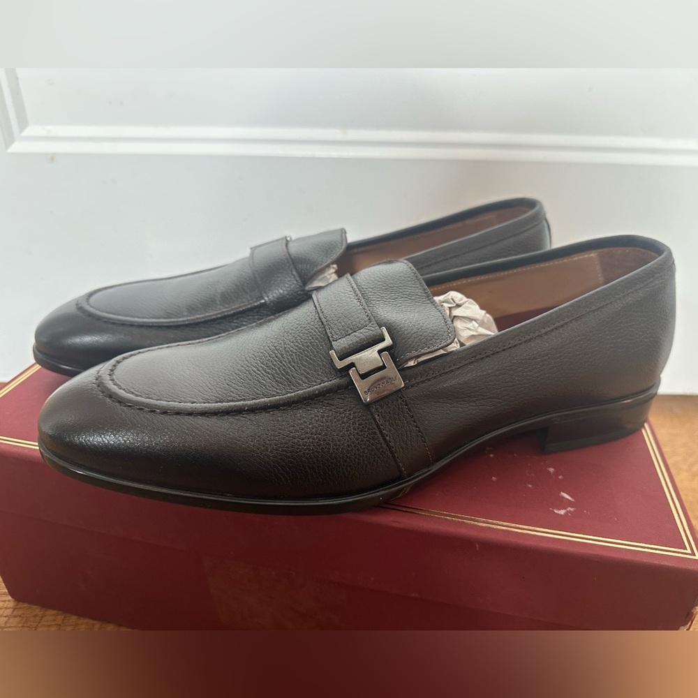 NIB Bruno Magli Men's Arlo Leather Loafer, Brown Tumbled Size 10.5 - Picture 2 of 11